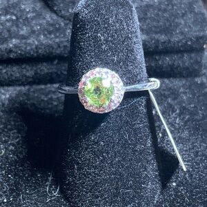 Sterling Silver Peridot Halo Ring